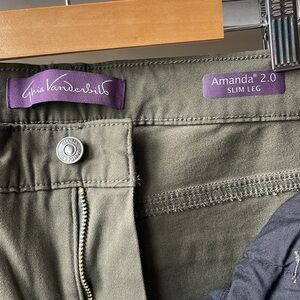 Gloria Vanderbilt Amanda Slim Khaki Green Trousers